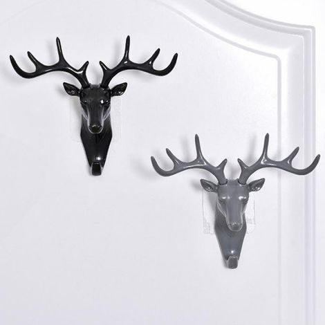 1 crochet porte-clés en forme de mouton, décoration murale créative en forme de tête de cerf pour le salon et la chambre, crochet pour chapeau, sans marque, gris.