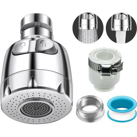 Faucet Aerator, Kitchen Faucet Nozzle with 360° Rotation, Faucet Nozzle with 2 Water Flow Modes, Universal Easy Installation for Most Conventional Faucets (1/5)