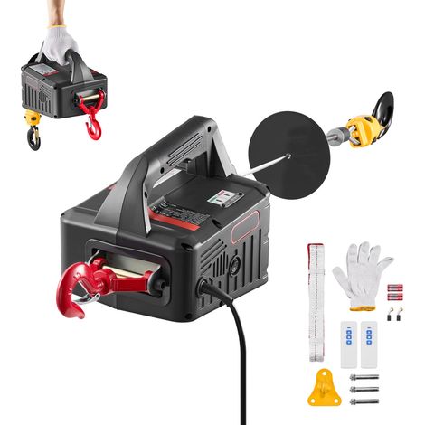 Mophorn Cabrestante eléctrico 2 en 1 con capacidad de 500 kg, potencia de 1500 W, diseño portátil, altura de elevación de 7,6 m y velocidad de 5 m/min, equipado con control manual y remoto inalámbrico (1/5)