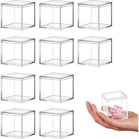 Lot de 10 boîtes acrylique transparentes - Rangement bijoux/bonbons/cadeaux - Organisateur empilable (1/5)