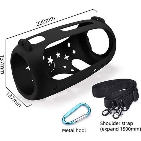 Housse de protection en silicone avec bandoulière pour JBL Pulse 5 Haut-Parleur Bluetooth - Noir (1/4)