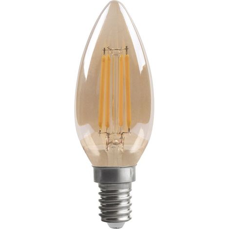 Ampoule à filament de bougie 4W 380lm E14 ambre 2700K (1/2)