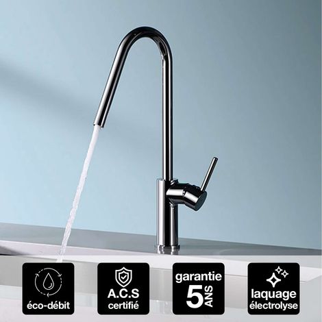 Robinet Mitigeur de Cuisine anti-calcaire avec Douche anti-calcairette Chrome IMEX KENIA GCE020 (1/4)