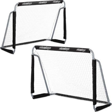 Set di 2 porte da calcio in metallo da giardino allenamento pratico dimensioni 120 x 80 x 60 cm in metallo nero 130011538