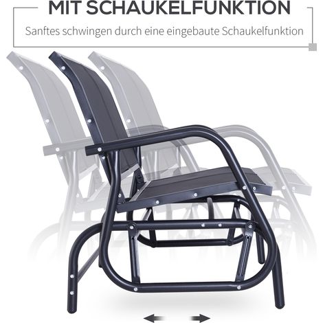 Balançoire banc deux personnes en métal robuste couleur noir, design moderne dimensions 120 x 70 x 88 cm parfait pour jardin parc et terrasse (1/5)
