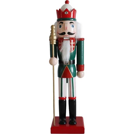 Schiaccianoci di Natale Rebecca Mobili Cereo 35x8x10 Legno Verde Rosso Classico