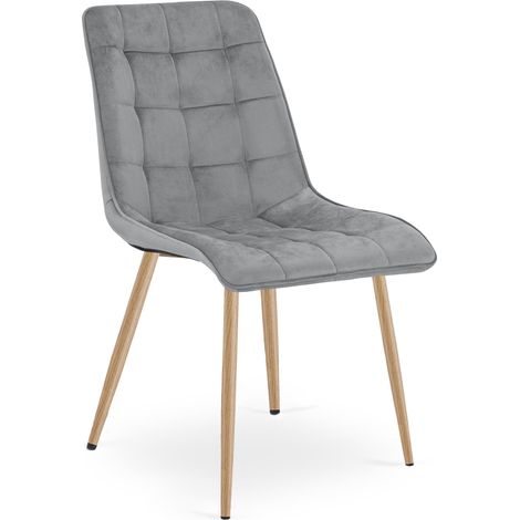 Chaise - leobert - split - velours gris clairpieds chene 211770205 (1/5)