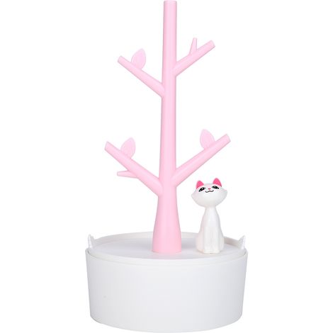 Support à Bijoux Arbre Chat Organisateur Colliers Boucles d'Oreilles en ABS Rose Design Mignon Robuste pour Rangement Maison (1/5)