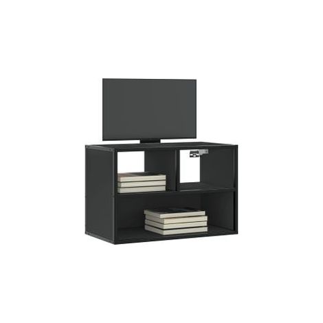 Meuble TV noir 60x31x39,5 bois d'ingénierie et métal (1/5)