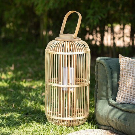 Lampada da Tavolo LED Portatile in Rattan Jávea Naturale