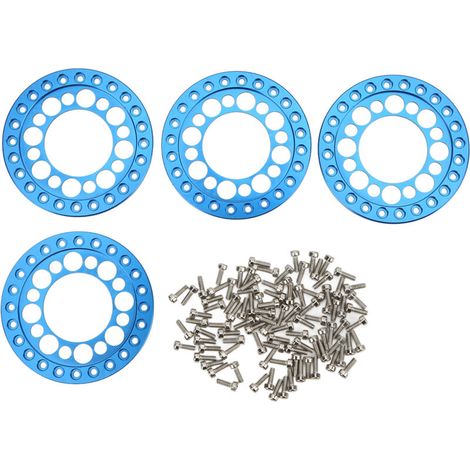4 pièces Jantes Extérieures 1.9 Pouces en Alliage d'Aluminium CNC Résistantes à l'Usure pour 1/10 RC, Améliorent la Stabilité - Bleu (1/5)