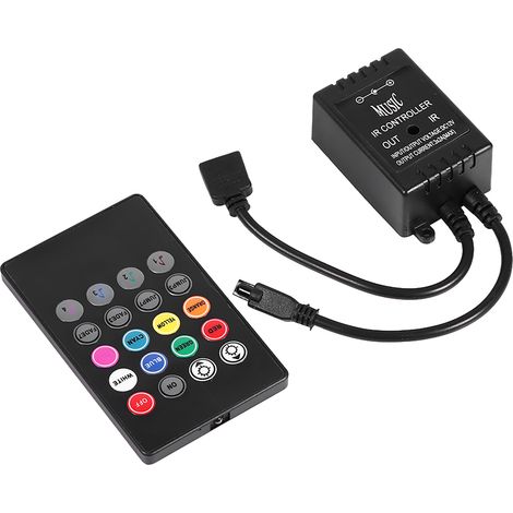 Contrôleur musical LED à 20 touches avec télécommande infrarouge et capteur sonore pour rubans LED RGB (1/5)