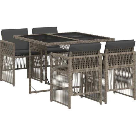 Maison Exclusive - Set comedor de jardín 5 piezas con cojines rat (1/5)