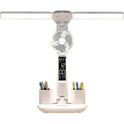 Schreibtischlampe, Augenschutzlampe, drei Farben, stufenlose Helligkeitsregelung, wiederaufladbar, weiß.