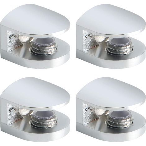 Support Étagère Verre Réglable de 5 à 8 mm, Support de Tablette en Verre Fixation Murale à Vis en Alliage de Zinc, Finition Chrome Poli 4 Pcs (1/5)