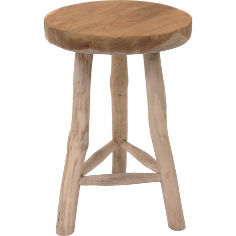 Spetebo – Tabouret fleur en teck massif – Support pour plantes – Ø 30 cm – Stable sur 3 pieds – Poids 2,5 kg – Livré assemblé