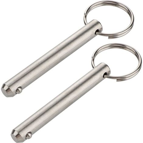 Lot de 2 longues goupilles à dégagement rapide, diamètre 9,5 mm, longueur utile 61 mm, longueur totale 76 mm, en acier inoxydable 316, goupille supérieure Bimini, matériel marin (1/4)