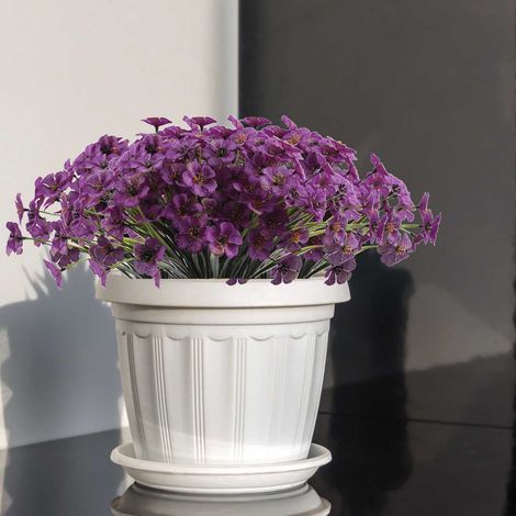 Fleurs Artificielles Violettes - Résistantes Aux UV - Pour Jardin Intérieur Extérieur - Décoration Mariage Ferme - Lot De 1