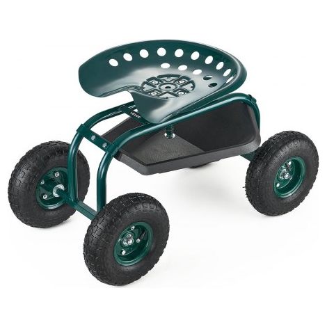 Gartenrollsitz 800x487x460/540 mm, Fahrbarer Gartensitz mit Werkzeugablage, Tragkraft 136 kg, Gartenhocker für den Außenbereich, Roller zum Bepflanzen und Jäten von Rasenflächen (1/5)