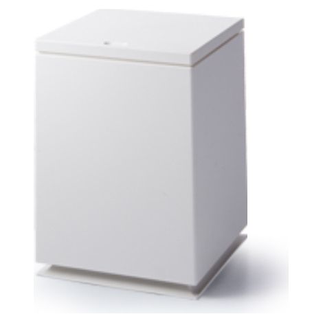 Poubelle 10L Carrée à Pression, Poubelle Cuisine et Salle de Bain avec Couvercle Push, Corbeille à Papier Design Japonais en ABS et PP, Poubelle Chambre Salon Bureau WC, Blanc Crème Gain de Place-BLAN