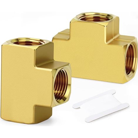 2 pièces 3ways Brass Barstock, 1/8" x 1/8" x 1/8" BSP Female Pipe Fittings Tee (1/5)
