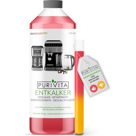 PURIVITA® Universale Decalcificante Macchina Caffè [750ML] - Anticalcare Pulizia Macchine Caffe - Liquido Disincrostante per i Modelli Delonghi, Nespresso, Dolce Gusto, Lazzata & Altri Ancora (1/5)