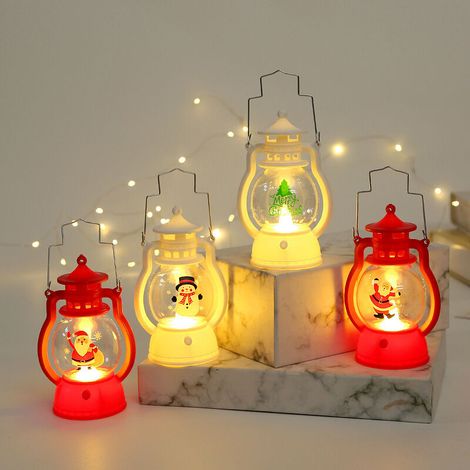 4pcs Lampe poney de noël, petite veilleuse Portable, petite lampe à huile, cadeau de noël pour enfants de la maternelle, décoration de pâtisserie, ornement YMYNY