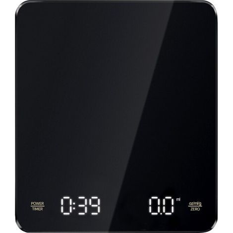 Balanza de cocina electrónica, 3 kg/0,1 g (kilogramos), recargable por USB, pantalla LCD, negra. (1/5)
