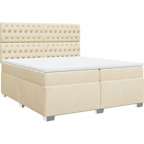 Maison Exclusive - Giroletto a Molle con Materasso Crema 200x200 cm in Tessuto (1/5)