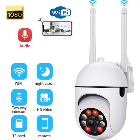 SJLERST Caméra de Sécurité Extérieure, Caméra de Sécurité WiFi 1080P HD Vision Nocturne Interphone Vocal 2 Voies Caméra de Surveillance à Distance (1/5)
