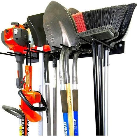 Support Outils Jardin Mural Porte Outils Balai Organiseur Garage en Métal Rangement pour Balai avec 8 Crochets (1/4)