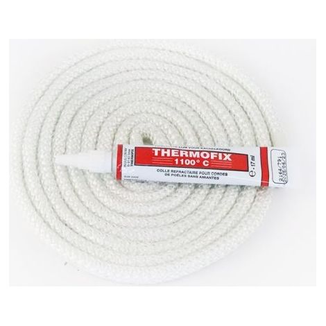 Joint rond tressé (blanc) ø 8 mm x 2,5 m + colle