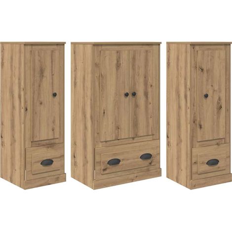 Highboard mit Schubladen 3 pcs Artisan-Eiche Holzwerkstoff vidaXL