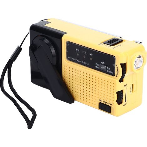 Handkurbel-Taschenlampenradio, tragbares Mini-FM/AM-Wetterradio mit LED-Taschenlampe, gelb (1/5)