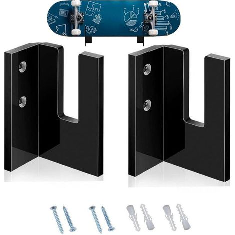 Support Mural Pour Planche À Roulettes 2 Pièces Support D'affichage Pour Longboard Supports De Rangement Pour Planche À Roulettes Pour Skis Nowboards Skis Nautiques Planche À Roulettes Électriq (1/5)