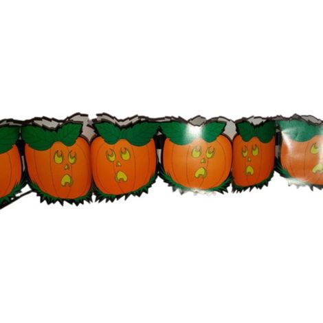 Guirlande en papier de 3 mètres avec citrouilles - Décoration d'Halloween facile à suspendre (1/4)