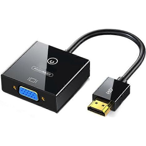 Adaptateur convertisseur de câble HDMI vers VGA, haute définition 1080p, mâle vers femelle VGA, convertisseur numérique-analogique, convient aux ordinateurs portables, PC et téléviseurs. (1/5)