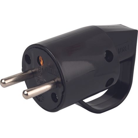 Fiche électrique - Avec anneau - Dhome - 2P+T - 16 A - Mâle - Noir