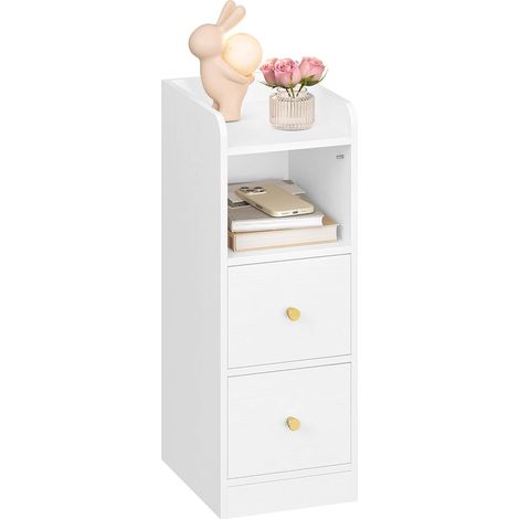 Table de Chevet, d'Appoint avec 2 Tiroirs,Compartiment Ouvert (1/5)