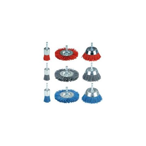 Lot de 9 Brosses Nylon à Tige Hexagonale 1/4" - Pour Perceuse, Enlever Rouille et Corrosion - 3 Tailles Pratiques et Efficaces