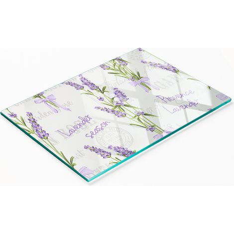 Tabla de cortar decorativa de vidrio templado para cocina, color lavanda, 80x52 cm. (1/5)