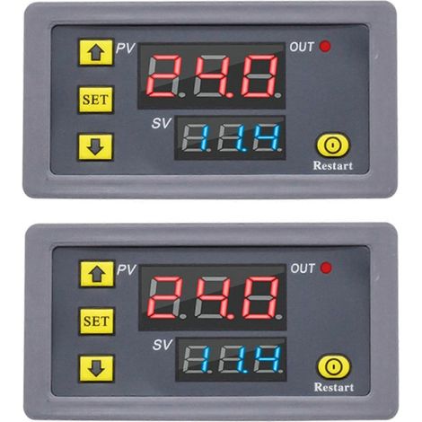 Relais temporisé numérique 2X avec affichage LED, minuterie cyclique, interrupteur de commande, temporisation réglable, AC110-220V (1/5)