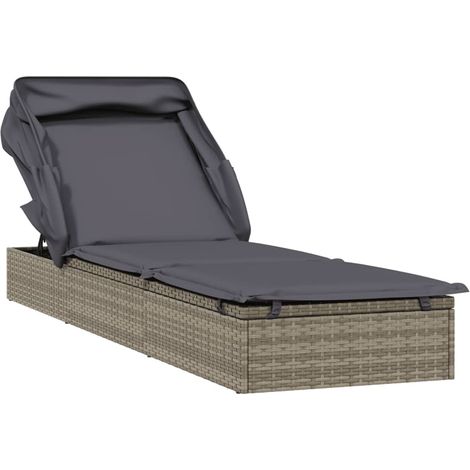 Maison Exclusive - Sonnenliege mit Faltdach Grau 213x63x97 cm Pol