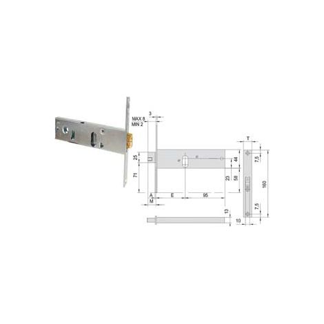 SERRATURA INFILARE PER FASCE A RULLO MM.44 H 44160- - mm.80 (44160800) - 1 pezzi CISA