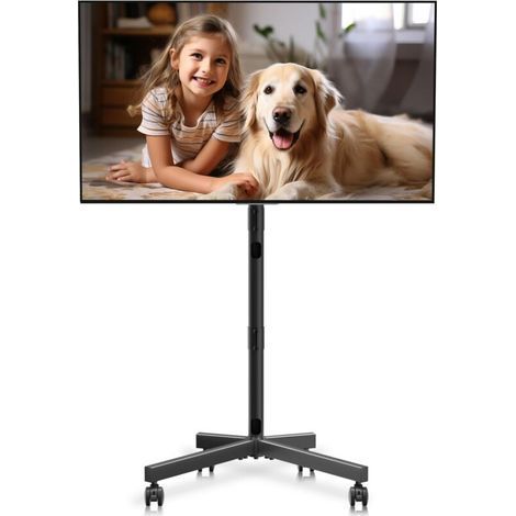 pair Support TV mobile sur roulettes pour écrans plats 21-60\" - Hauteur réglable, VESA 400x400, idéal pour maison et bureau