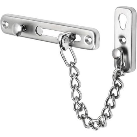 EFD9000-LS Security Door Chain, Narrow Door Limiter, Anti-Theft Spring Door Lock with Screws for Interior Home Doors, Brushed Stainless Steel Finish, 1 Pack (1/4)