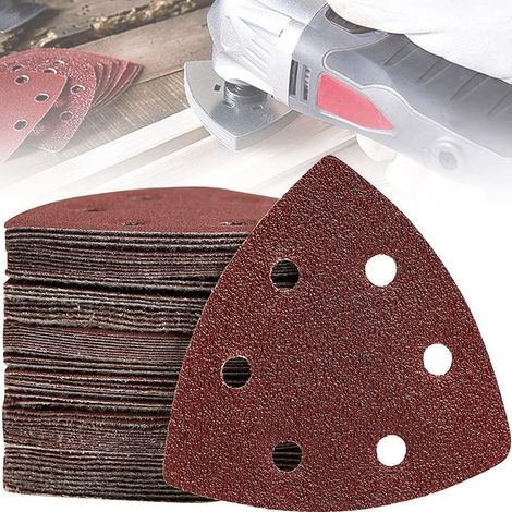 30er Dreieck Schleifpapier selbstklebend flockiert 6-Loch 90x90x90mm, passend für Schleif und Poliermaschinen
