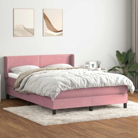 Boxspringbett mit Matratze Rosa 160x210 cm Samt