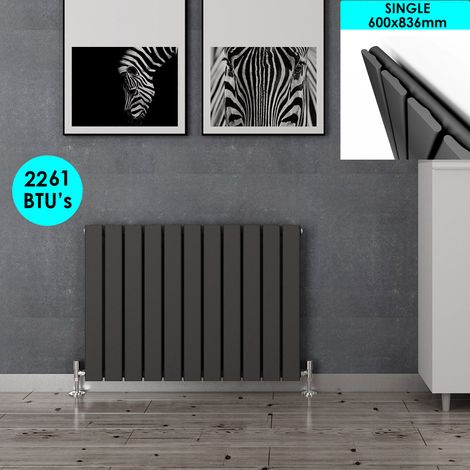ELEGANT 600 x 836 mm Anthracite Column Radiator Horizontal Flat Panel Designer Radiator