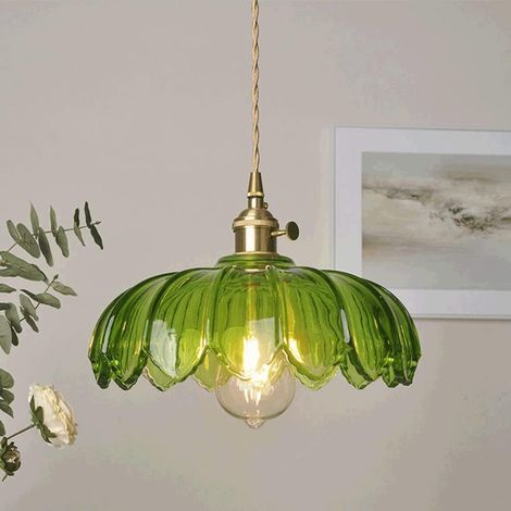 Retro pastoral style glass chandelier without light source, green pothos - (1/5)